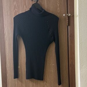 Black Ribbed Turtleneck Sweater